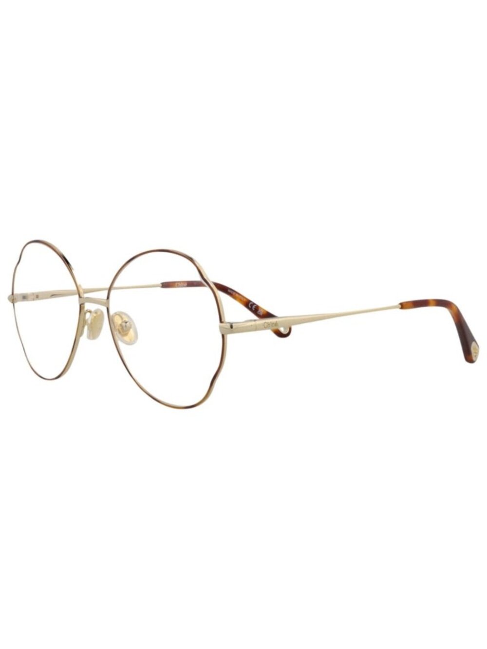 New Chloé Women's Eyeglasses Round Oval Metal Frame Havana Gold Transparent
